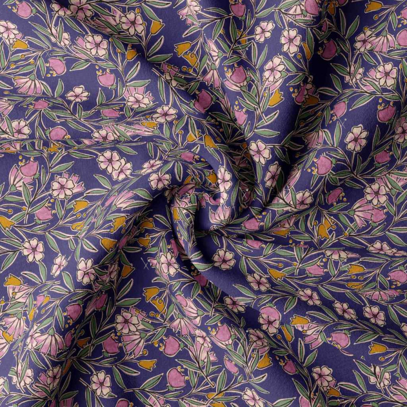 Printed Viscose LAUMIE Blueberry / Multicolored